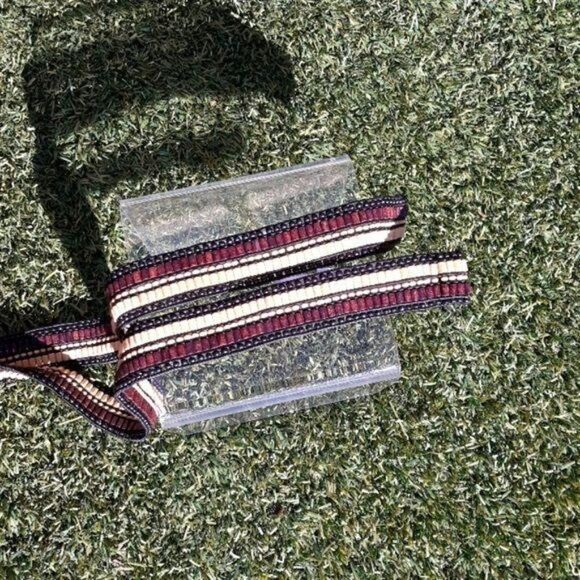 Loft Belt Beaded Tribal Wood 1" Cincher Hook Loop Brown Tan Black Sz M/L - Picture 7 of 8